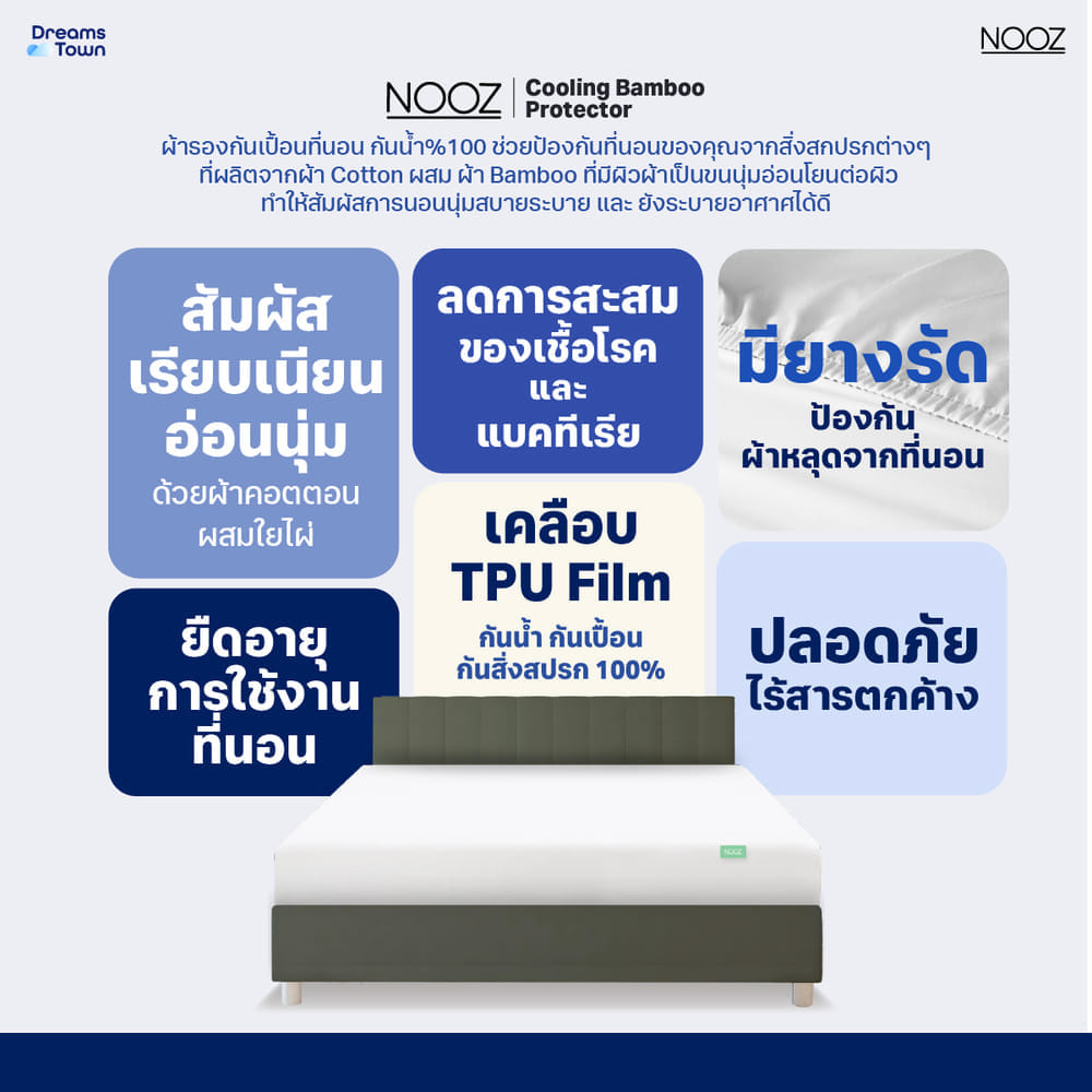 ผ้ารองกันเปื้อน 6 ฟุต NOOZ รุ่น COOLING BAMBOO